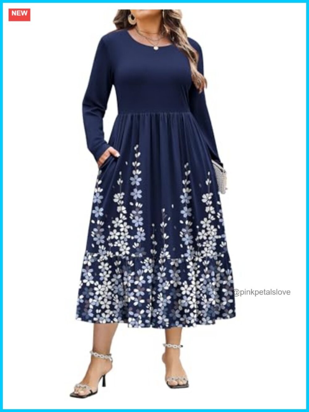 Plus Size Long Sleeve Maxi Dress with Pockets Casual Tiered Ruffle